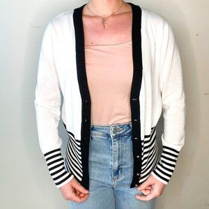 Black and White Striped Cardigan
